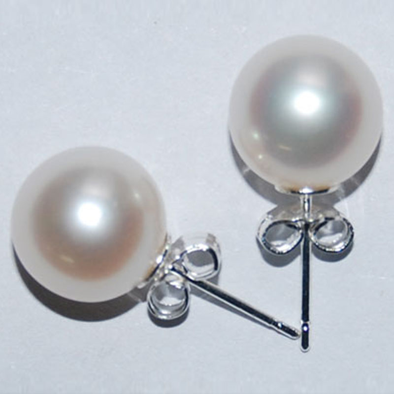 AAA Natural Round Freshwater Pearl Stud Earring,Sold by Pair