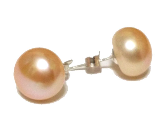 11-12mm Natural Pink Button Pearl Stud Earring,Sold by Pair