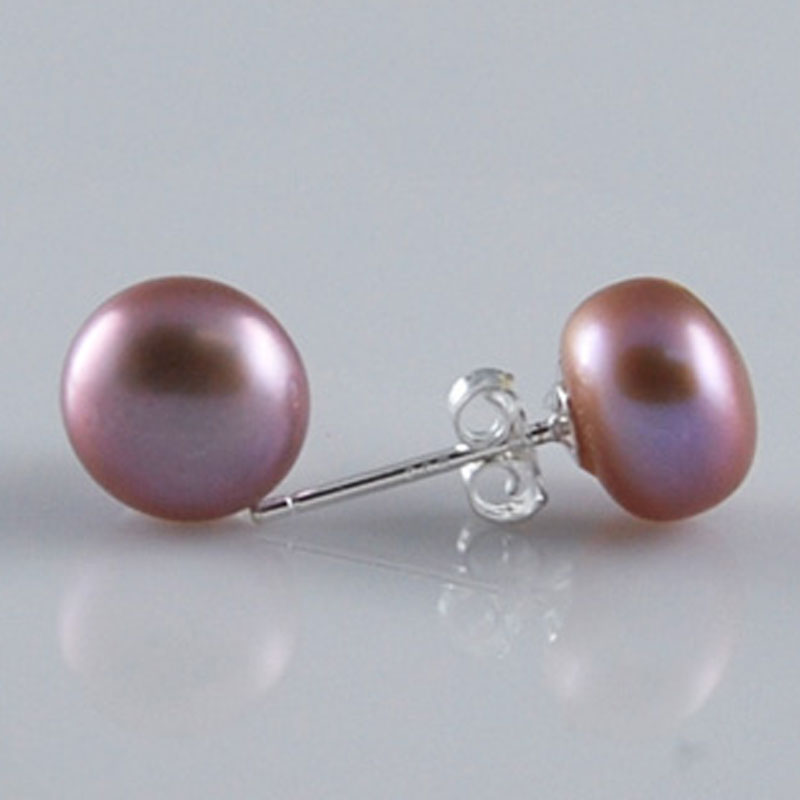 9-10mm Natural Lavender Button Pearl Earring,Sold by Pair
