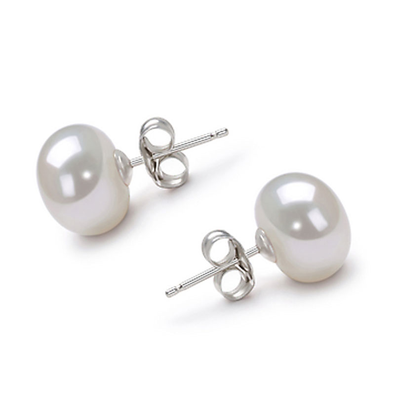 6-7mm Natural White Button Pearl Earring,Sold by Pair