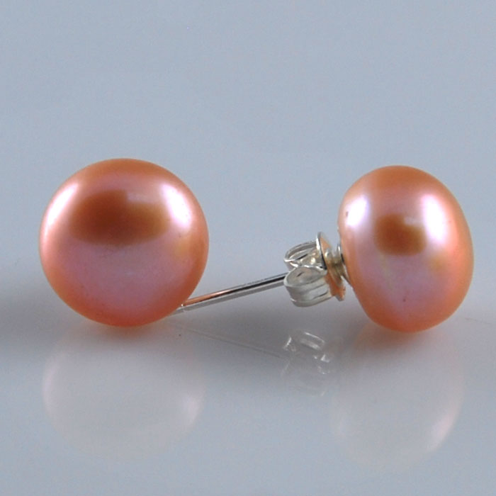 10-11mm Natural Pink Button Pearl Stud Earring,Sold by Pair