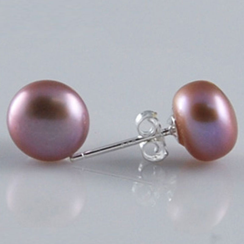 11-12mm Natural Lavender Button Pearl Stud Earring,Sold by Pair