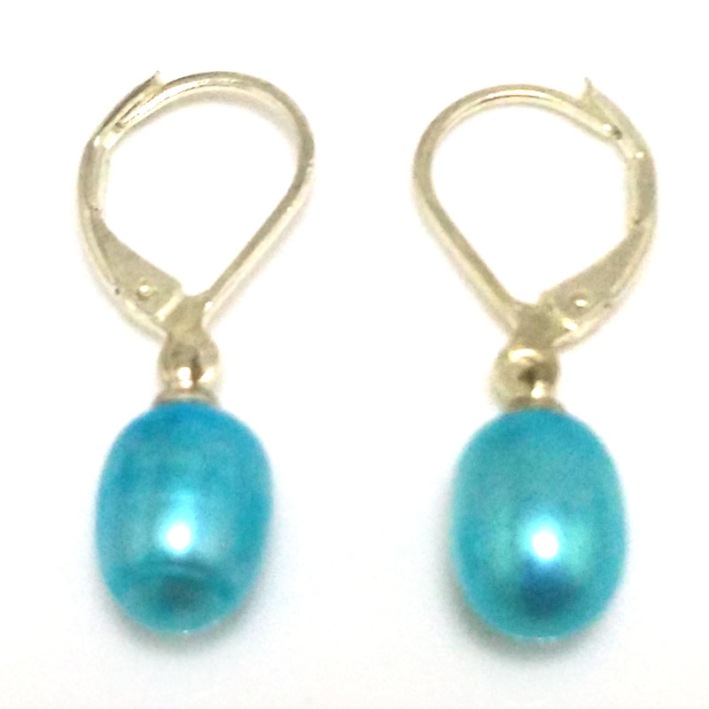 7-8mm Bright Blue Natural Drop Pearl Leverback Earring,Sold by Pair