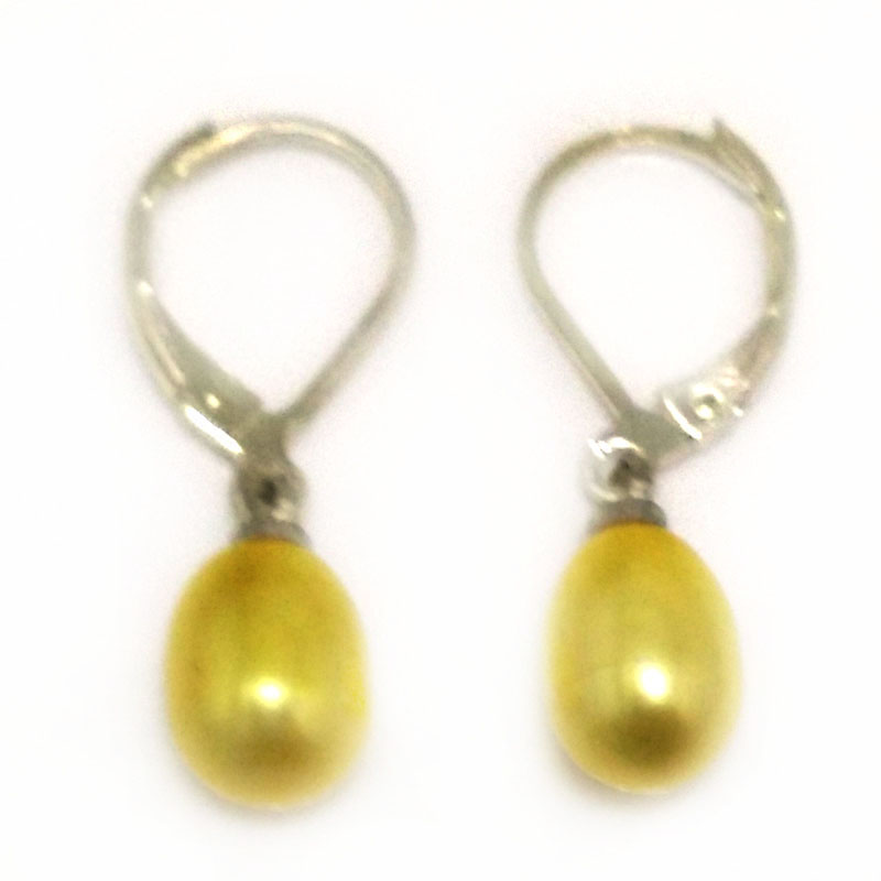 7-8mm Yellow Natural Drop Pearl Leverback Earring,Sold by Pair