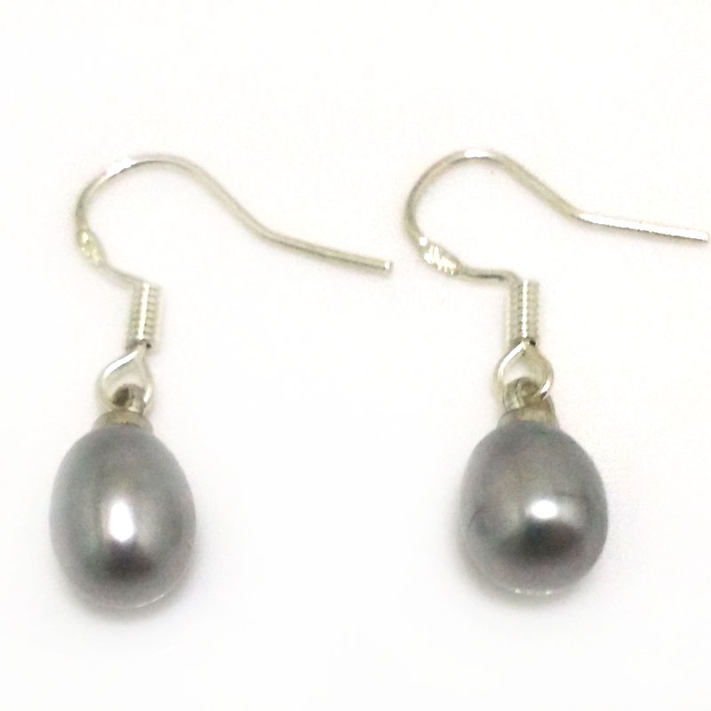 7-8mm Silver Natural Drop Pearl Earring with 925 Silver Hook