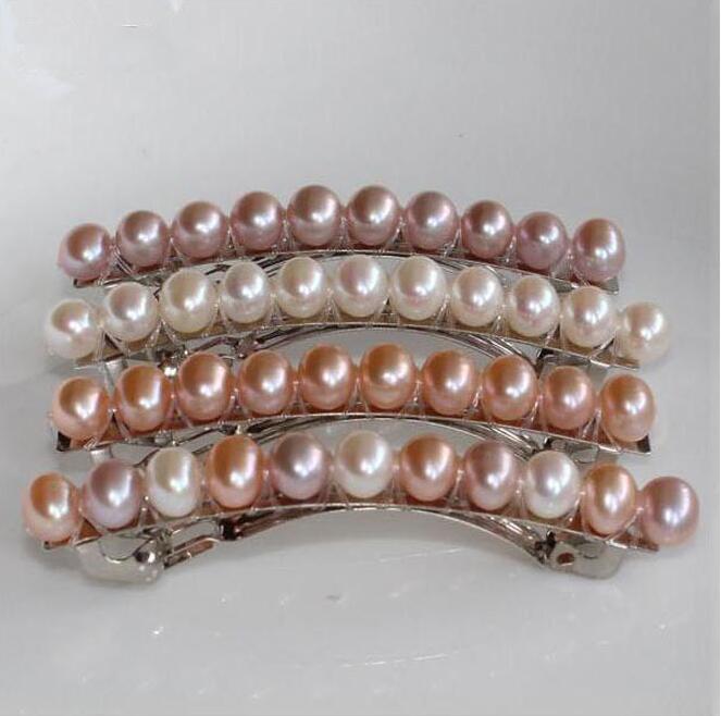 6-7mm Natural Rice Freshwater Pearl Gold Filled Hair Clip
