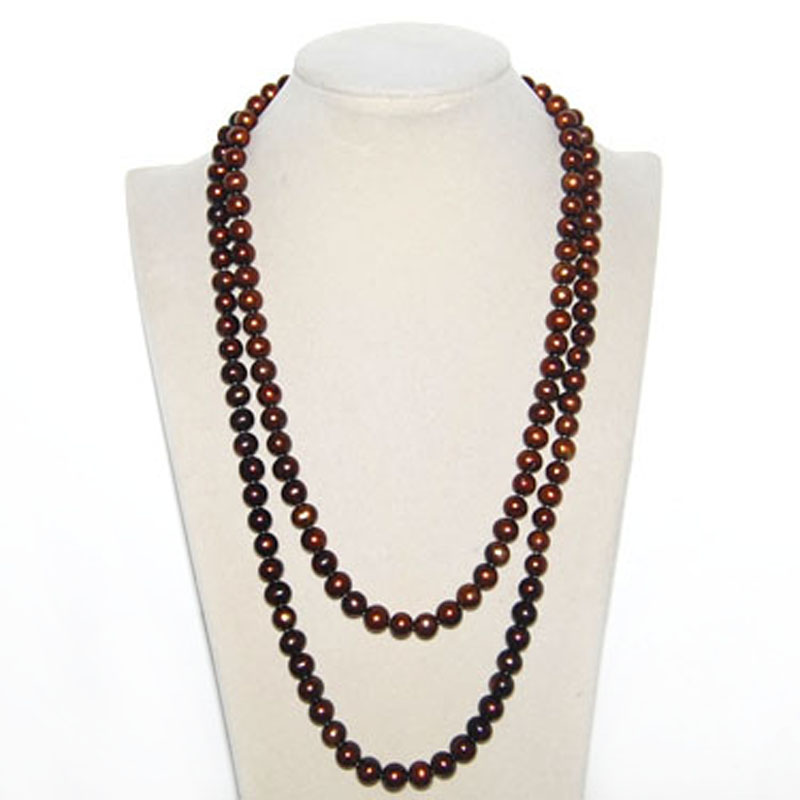 47 inches 7.5x8.5mm Bronze Pearl Long Chain Necklace