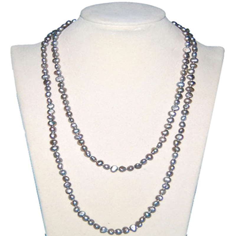 48 inches Gray Nugget Pearl Long Chain Sweater Necklace