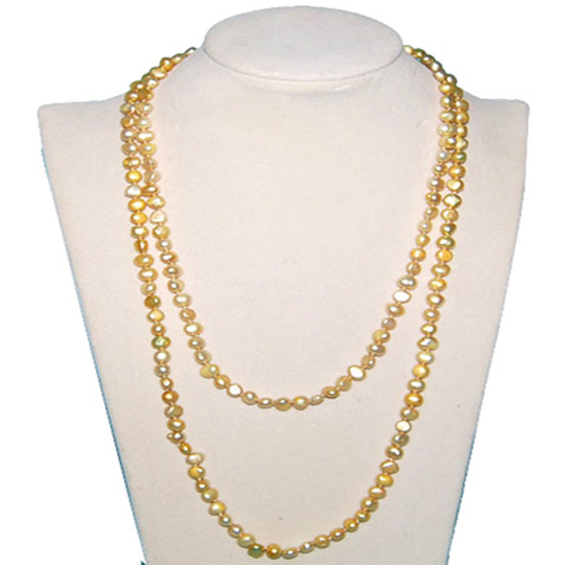 48 inches Yellow Nugget Pearl Long Chain Sweater Necklace
