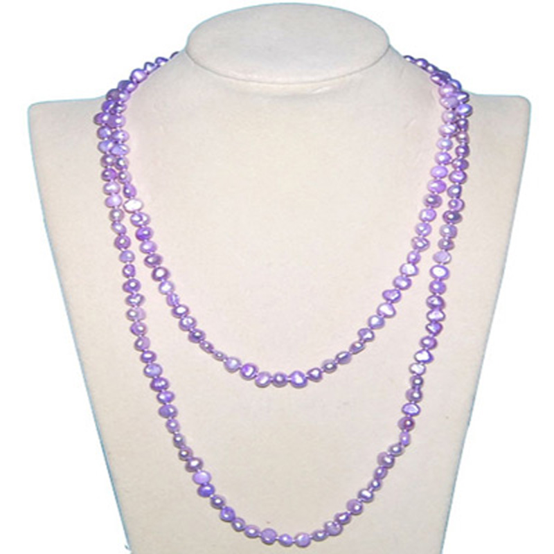 48 inches Purple Nugget Pearl Long Chain Sweater Necklace