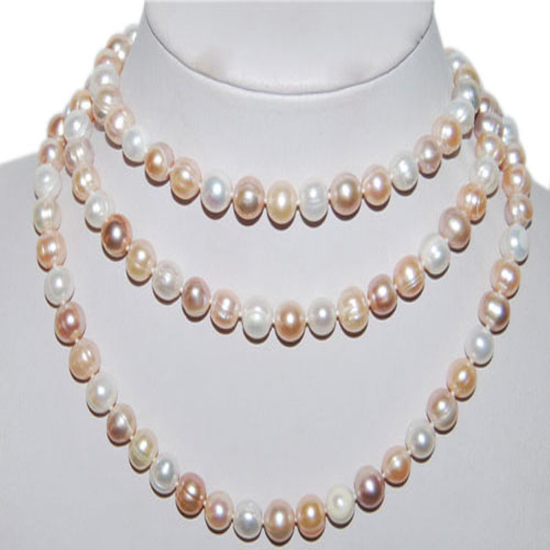 48 inches 7-8mm Natural Multicolor Baroque Pearl Necklace