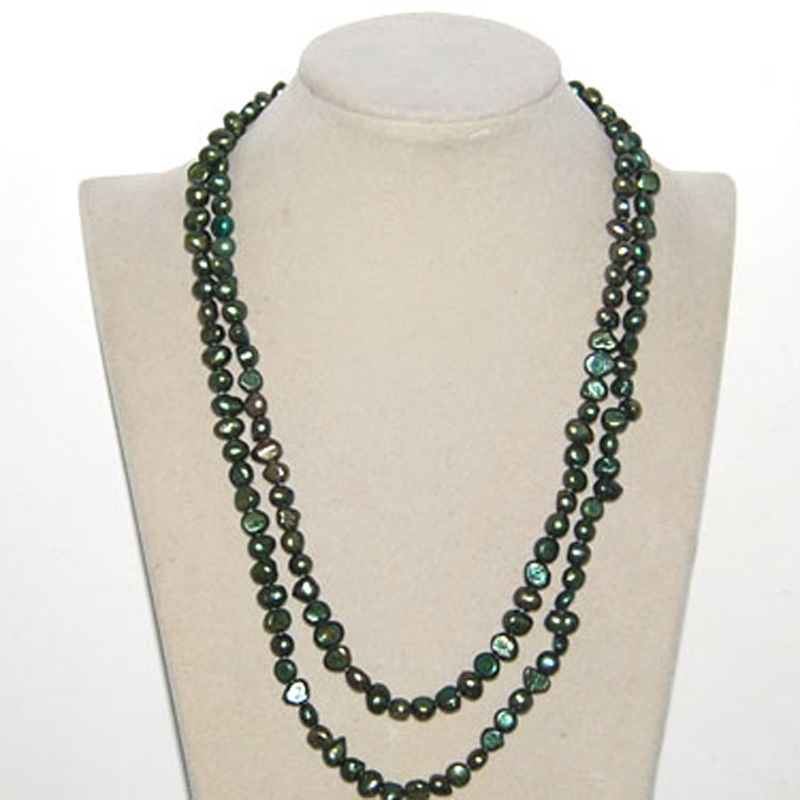 48 inches Dark Green Nugget Pearl Long Chain Necklace