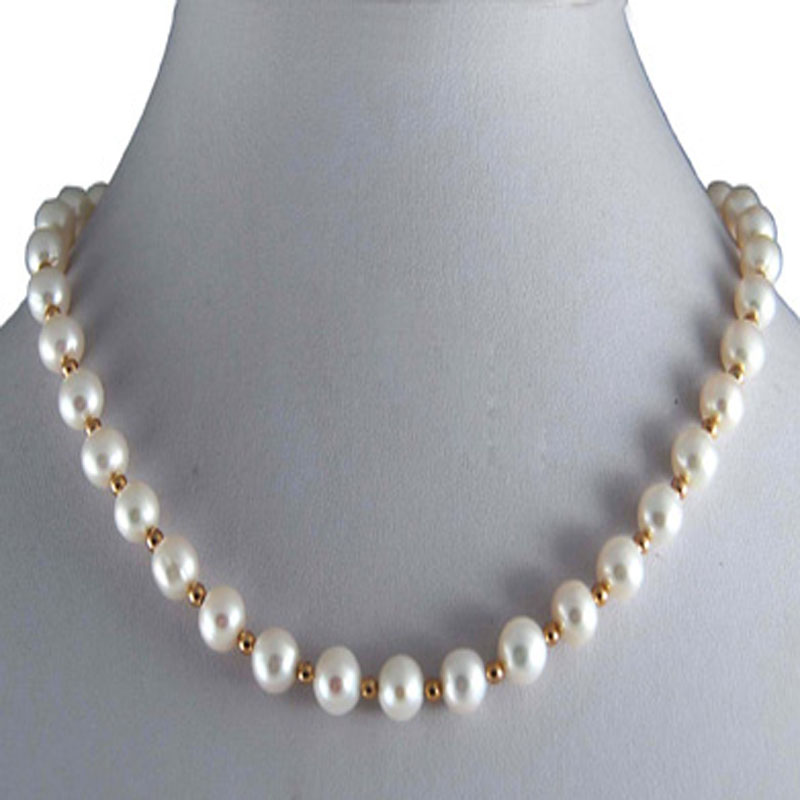 17 inches 7-8 mm White Round Freshwater Pearl Necklace