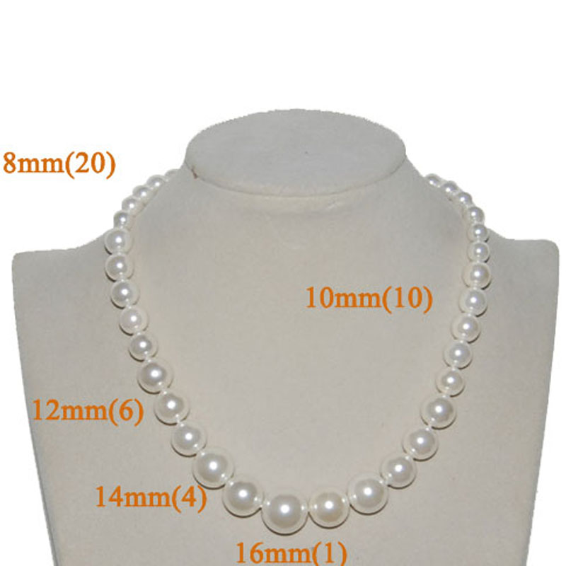 16 inches 10-16mm White Round Shell Pearl Necklace