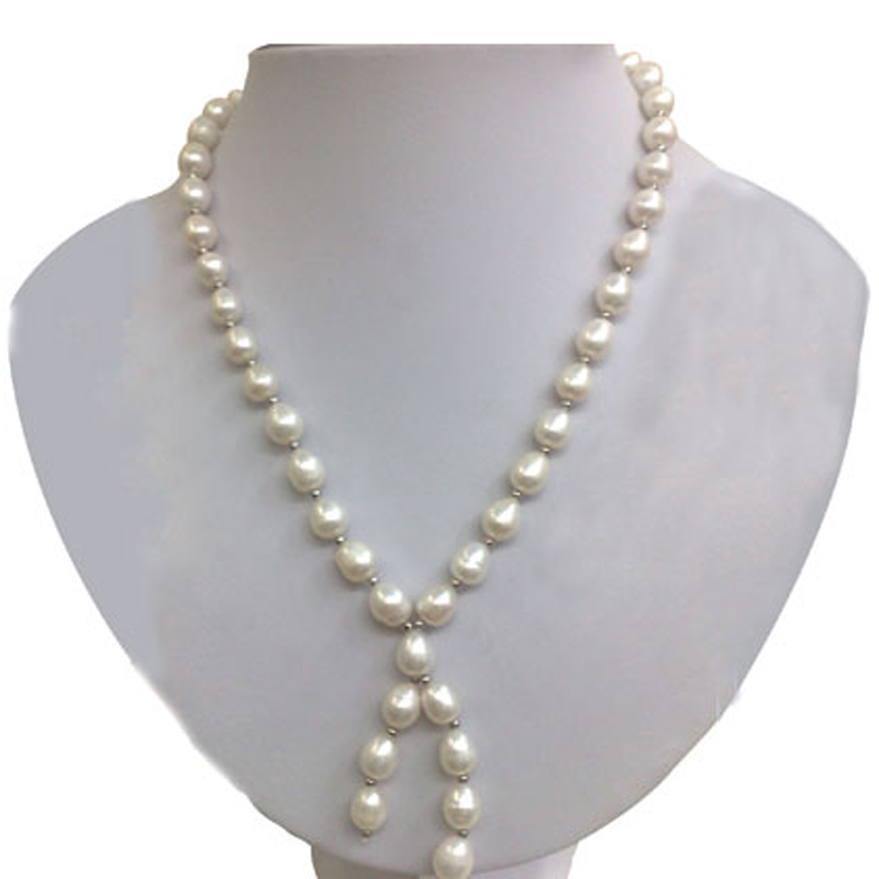 16 inches 6-7 mm White Rice Pearl & Spacer Bead Necklace