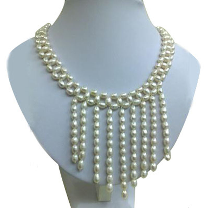 48 inches Grade A White 6-7mm Freshwater Pearl Tassel Necklace