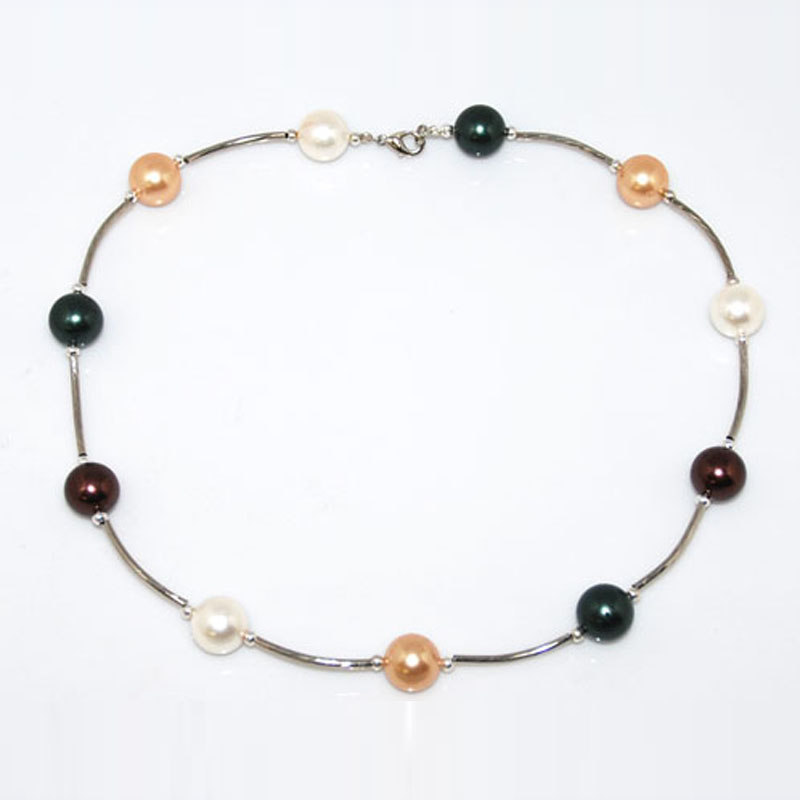 17 inches Multicolor Shell Pearl Tin Cup Necklace on Promotion