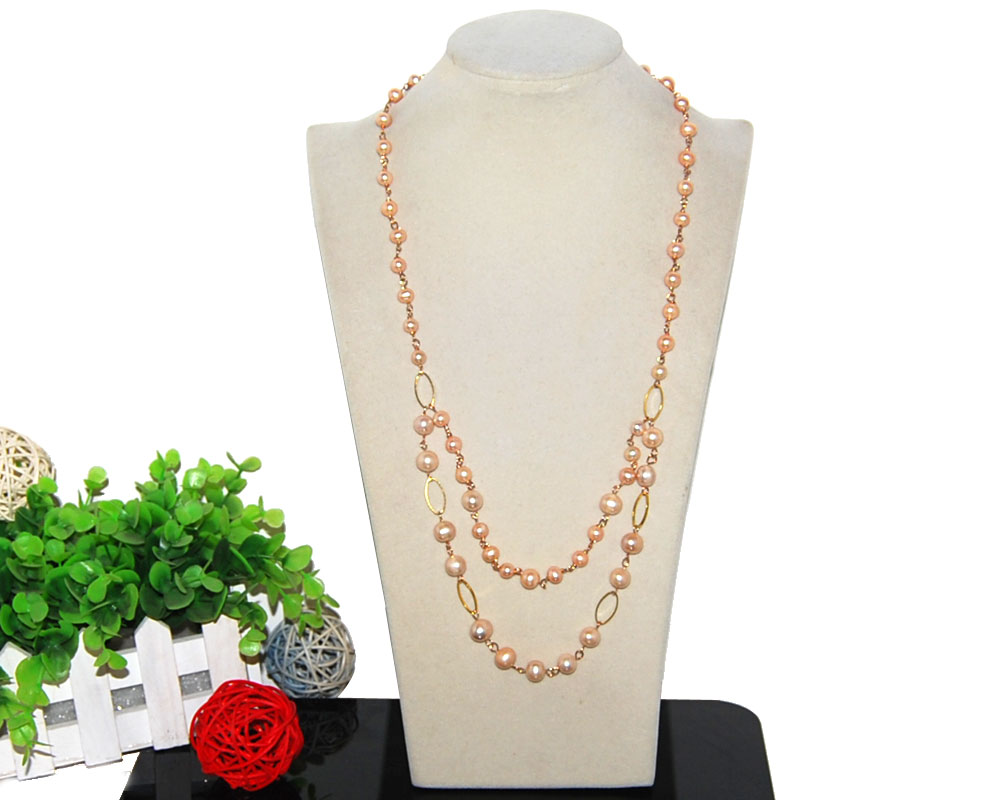 28 inches Natural Pink Pearl Chain Necklace