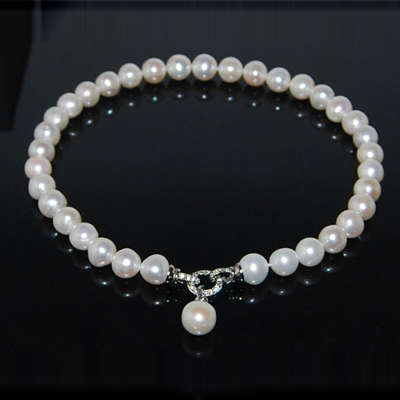 17 inches 11-12mm Natural Large Pearl Pendent Necklace