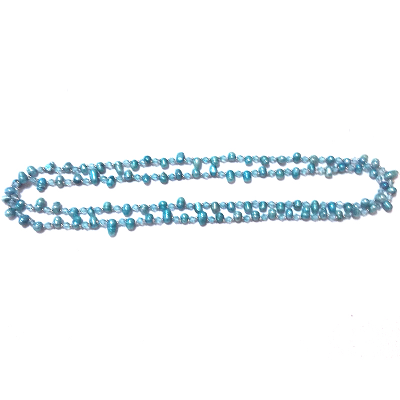 40 inches 5-6 mm Turquoise Dancing Fresh Water Pearl Necklace