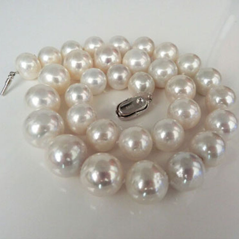 18 inches 12-15mm White Round Freshwater Big Pearl Necklace