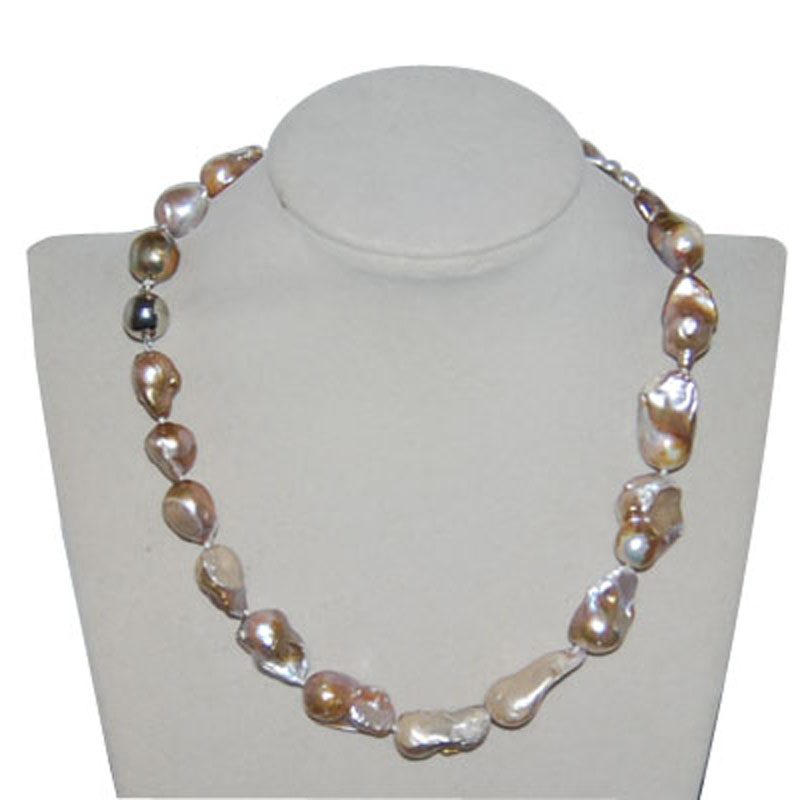 17 inches 15-22mm Natural Lavender Baroque Pearl Necklace