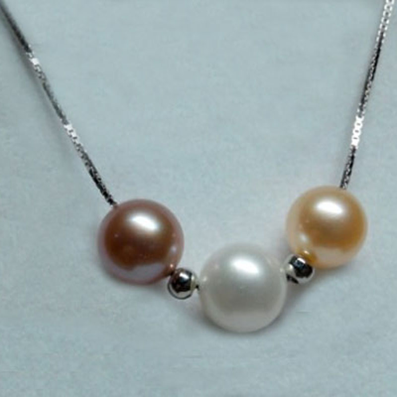 18 inches 7-8mm AA+ Round Multicolor Pearl Chain Necklace
