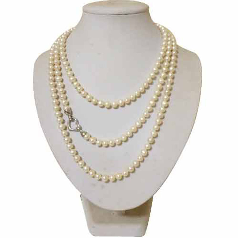 48 inches AA 7-8mm Round Freshwater Pearl Long Chain Necklace