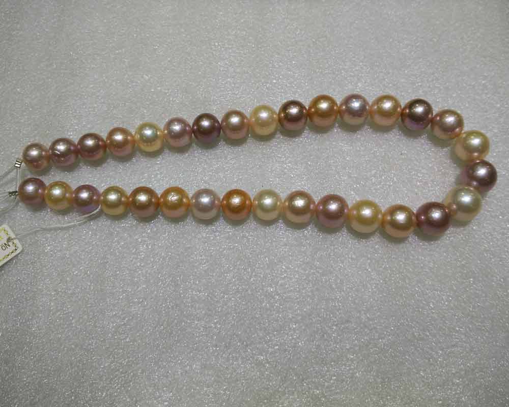 16 inches 12-15 mm AAA+ Natural Large Multicolor Fresh Water Pearl Loose Strand