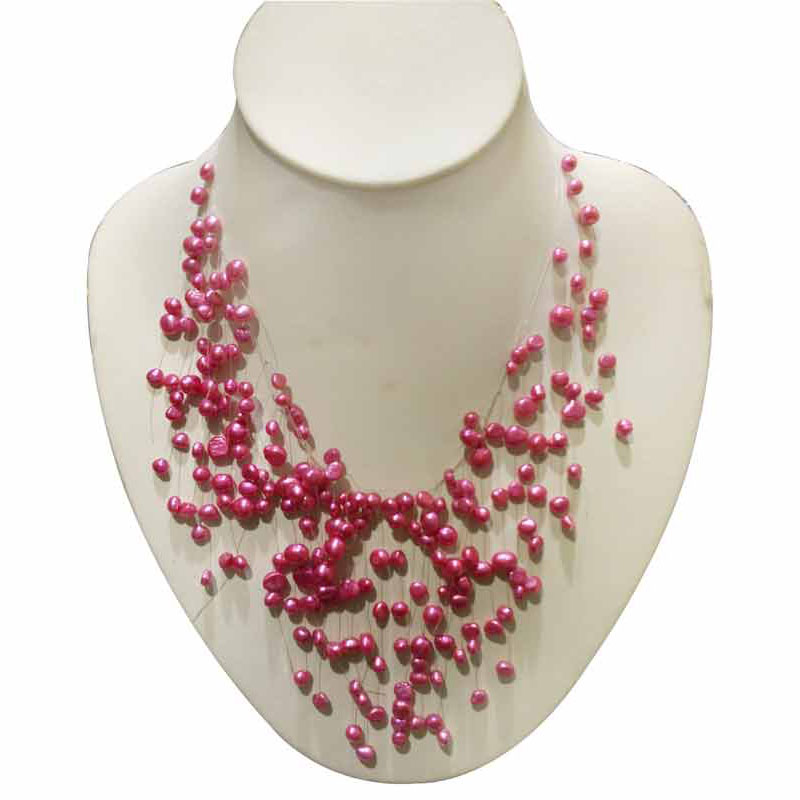 18-24 inches Red Illusion 4-8mm Nugget Multi-rows Necklace