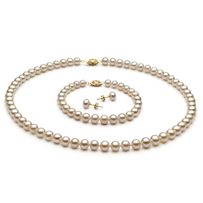 17-18 inches Natural White 6-7mm Round Freshwater Pearl Set