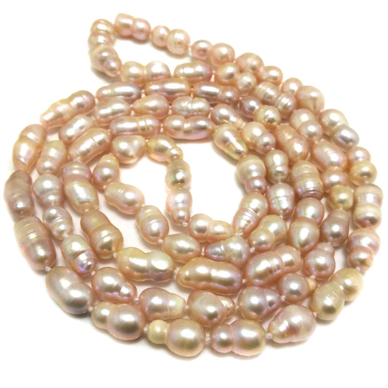 48 inches 9-10mm Natural Lavender Peanut Baroque Pearl Necklace