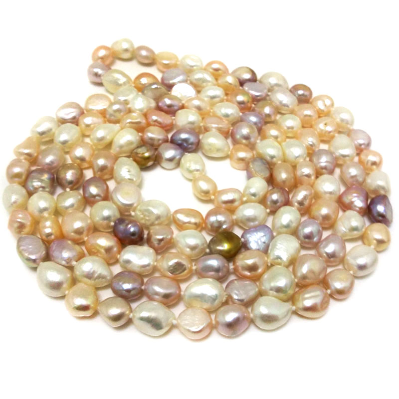 64 inches 11-12mm Multicolor Baroque Pearl Long Chain Necklace