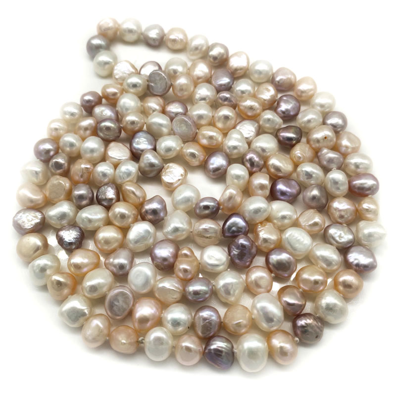 46 inches 9-10mm Multicolor Baroque Pearl Long Chain Necklace