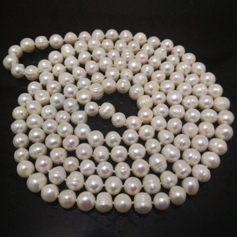64 inches 10-11mm High Luster Potato Pearl Long Chain Necklace