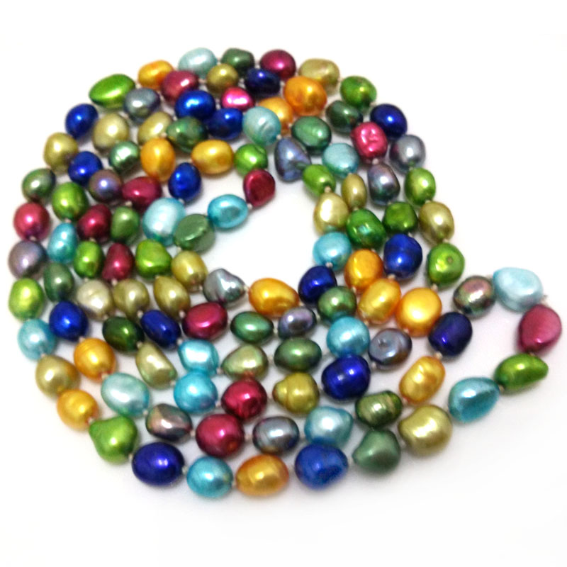 48 inches 8-9mm Multicolor Natural Baroque Pearl Necklace