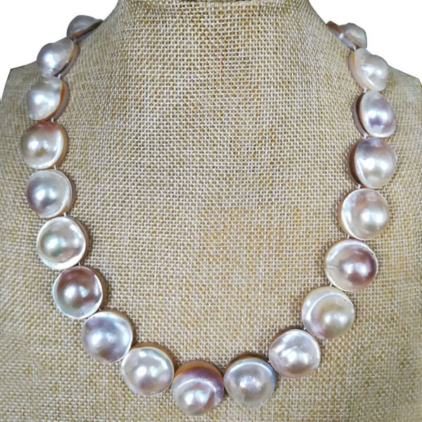 18 inches AA+ 20mm Natural Untrimmed White Mabe Pearl Necklace