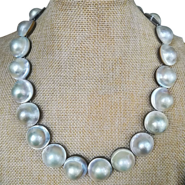 18 inches AA+ 20mm Natural Untrimmed Gray Mabe Pearl Neccklace
