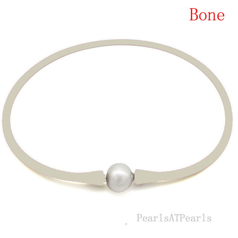 Wholesale 11-12mm Round Pearl Bone Rubber Silicone Necklace
