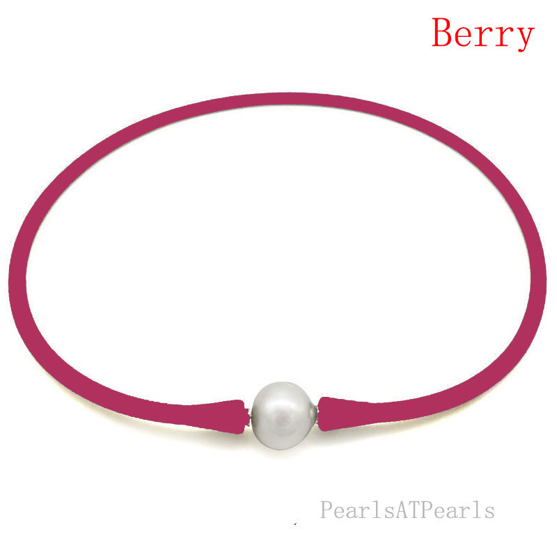 Wholesale 11-12mm Round Pearl Berry Rubber Silicone Necklace