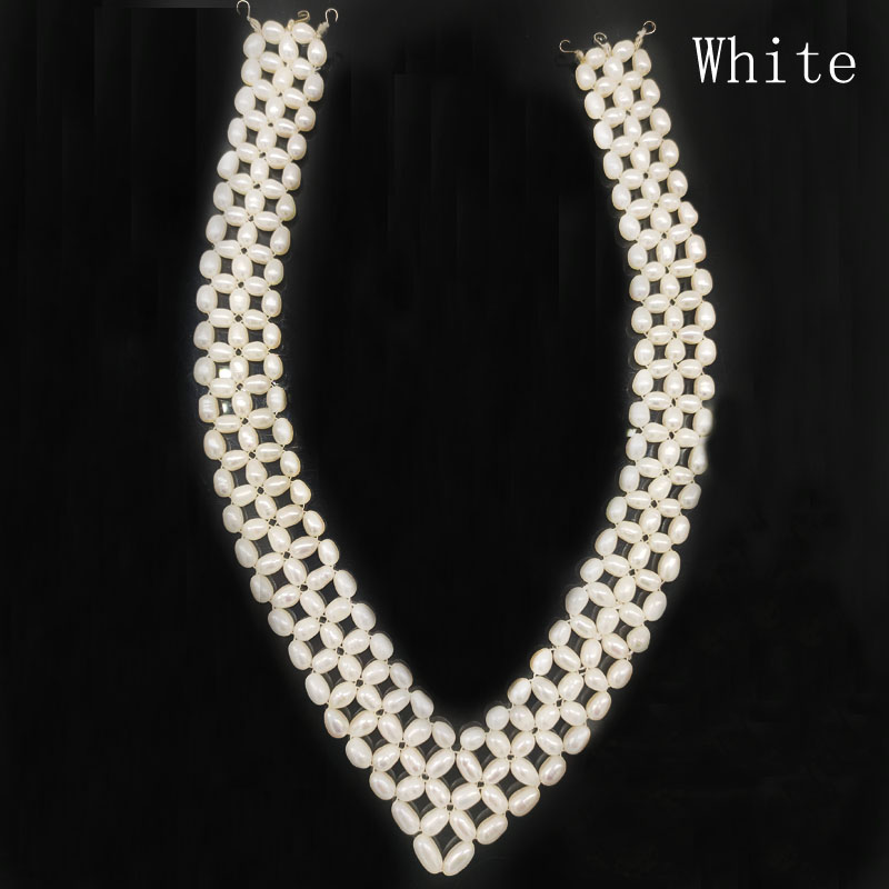 16 inches 5-6mm Natural Rice Pearl Handmade Braided Necklace