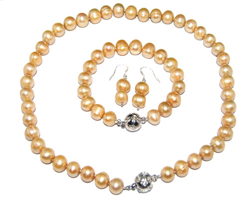 18 inches 11-12 mm Coffee Round Freshwater Pearl Jewelry Set