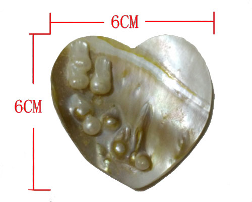 6cmx6cm Natural Flat Heart Carved Mother of Pearl Shell Pendant
