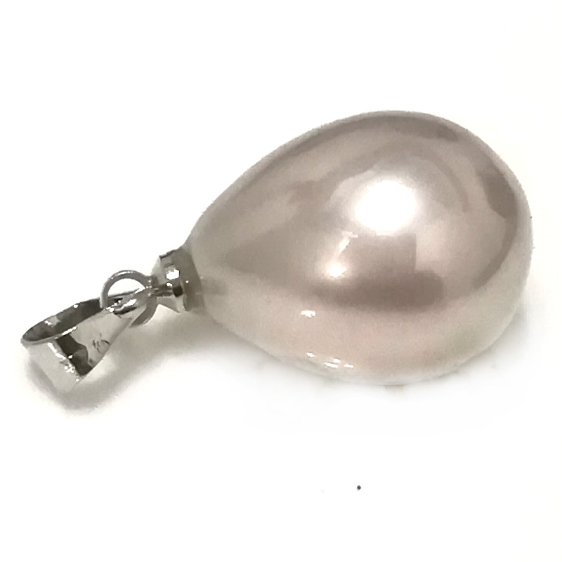 Wholesale 13*18mm Shiny Lavender Raindrop Shell Pearl 925 Silver Pendent
