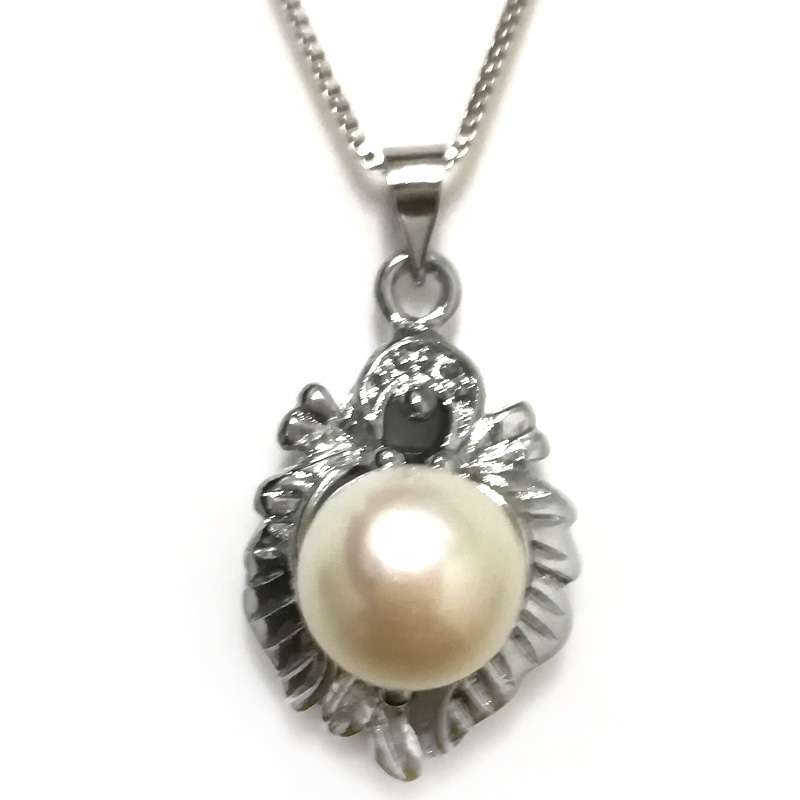 Wholesale 16*22mm 10-11mm AAA White Button Pearl 925 Silver Pendent