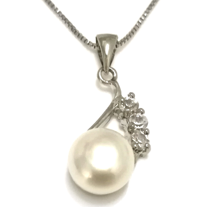 10*22mm 10-11mm AAA White Button Pearl 925 Silver Pendent Necklace