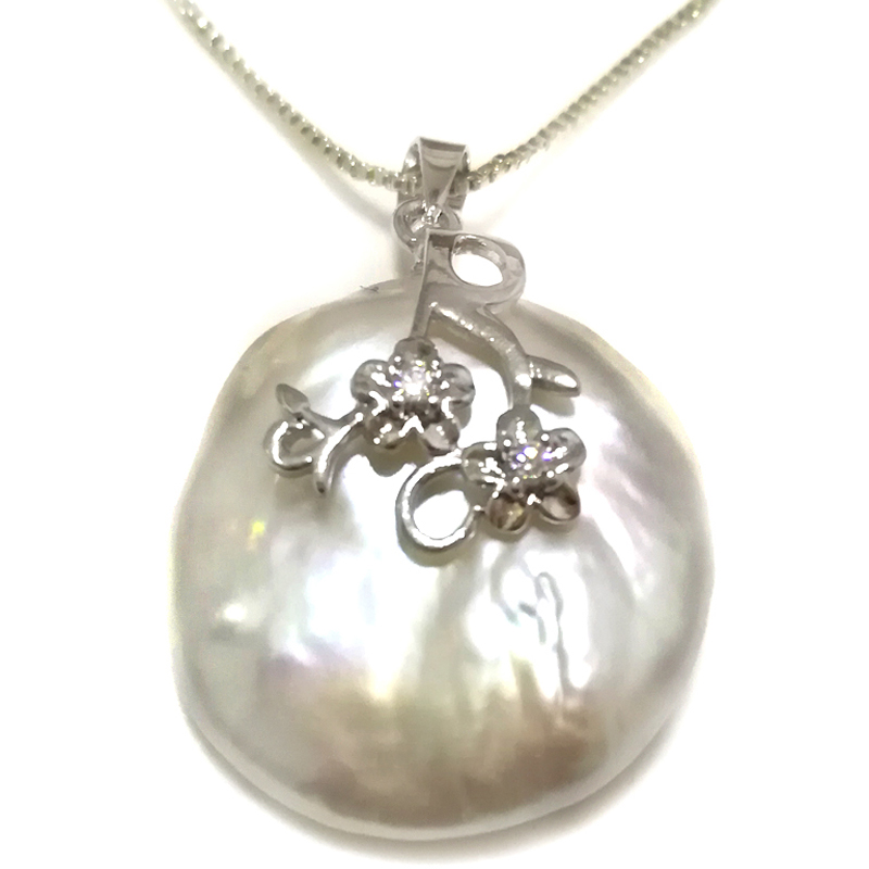 Wholesale 20-25mm AAA White Baroque Pearl 925 Silver Pendent