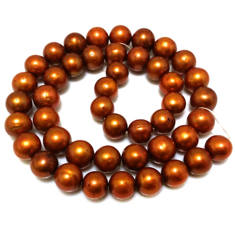 16 inches AA 9-10mm Chocolate Round Fresh Water Pearls Loose Strand