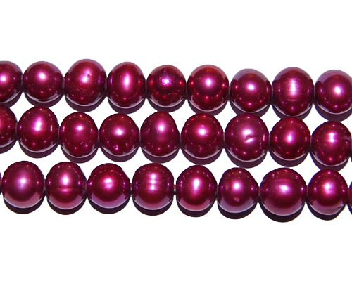 16 inches 6-7mm Wine Red Potato Freshwater Pearls Loose Strand