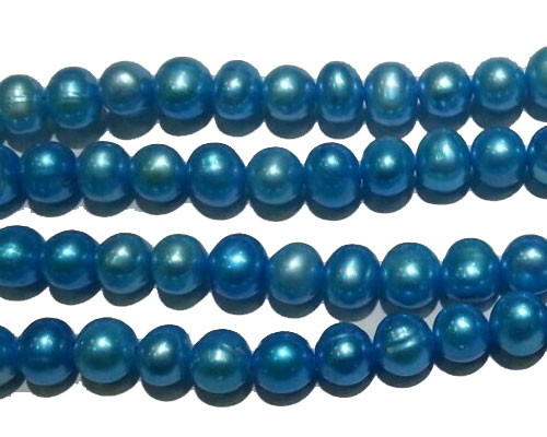 16 inches 7-8mm Turquoise Blue Potato Fresh Water Pearls Loose Strand